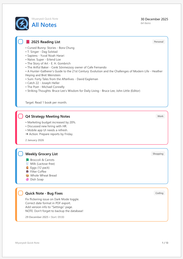 Miyanyedi Quick Note